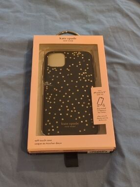 kate spade black iPhone Case with Gold Confetti Dots